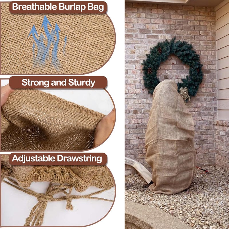 Konload Burlap Plant Covers Freeze Protection Bags, Large Winter Plant Frost Protector with Drawstring Reusable Tree Freeze Blanket (24x32) - Image 4