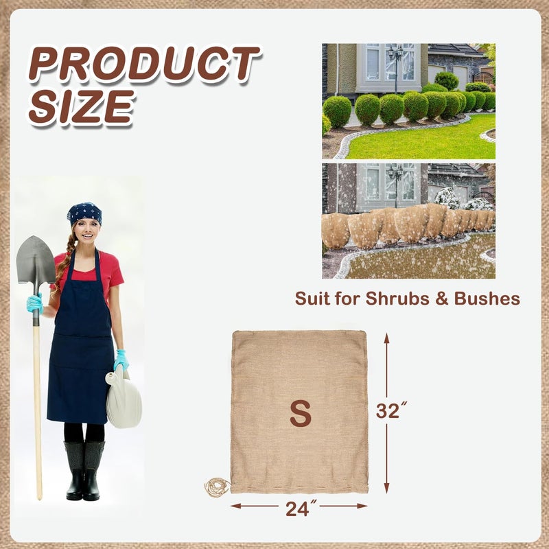 Konload Burlap Plant Covers Freeze Protection Bags, Large Winter Plant Frost Protector with Drawstring Reusable Tree Freeze Blanket (24x32) - Image 5