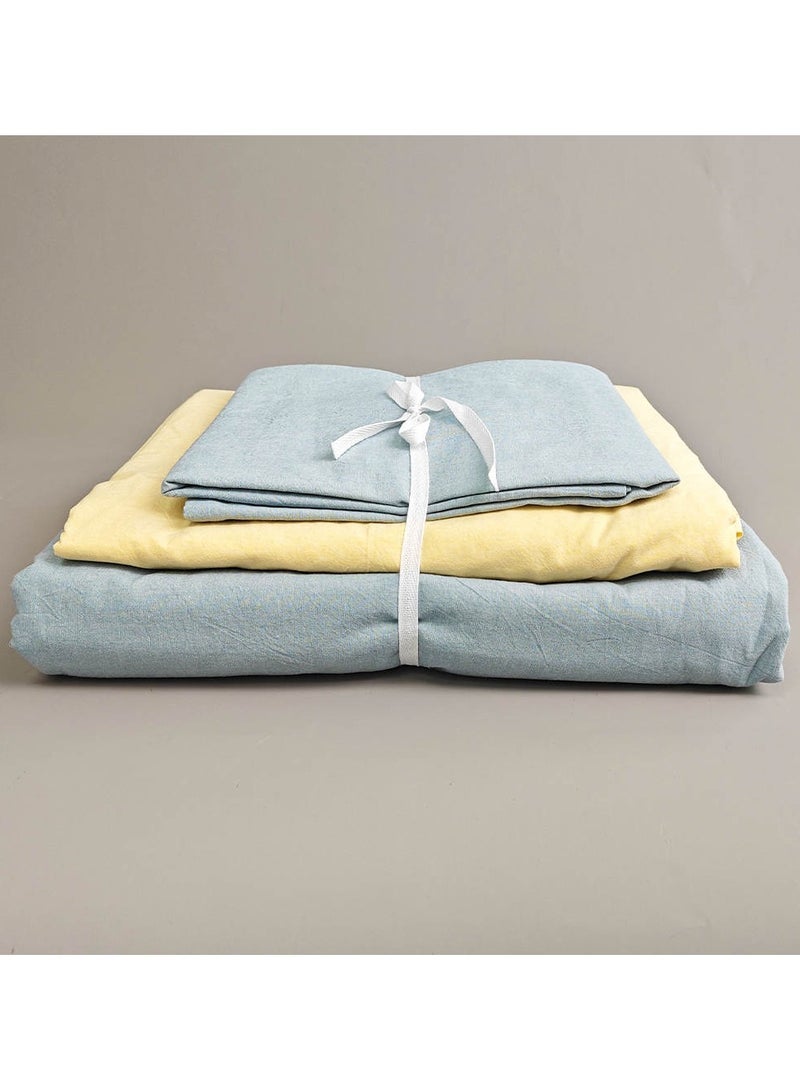 Lovstro 100 Cotton Duvet Cover Set Premium 4pcs Certified toxinfree King Size Reversible Soft Bedding Sheets 1 Duvet Cover With Zipper 220x240cm 1 Fitted Sheet 2 Pillowcases Cream Blue - Image 5