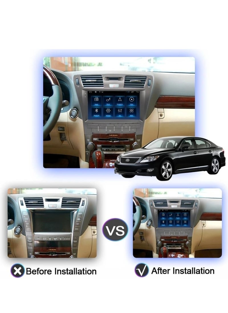 Vierex - Car Stereo For Lexus LS460 2006-2009 Support Apple Carplay Android Auto Wireless QLED 4GB RAM Fast Interface Quick Boot AHD Camera Included SIM Card Bluetooth USB Video multimedia - Image 1