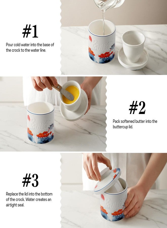 Toptier Butter Crock for Counter With Water Line, On Demand Spreadable Butter, Ceramic Butter Keeper to Leave On Counter, French Butter Dish with Lid, (Mangrove Forest) - Image 4