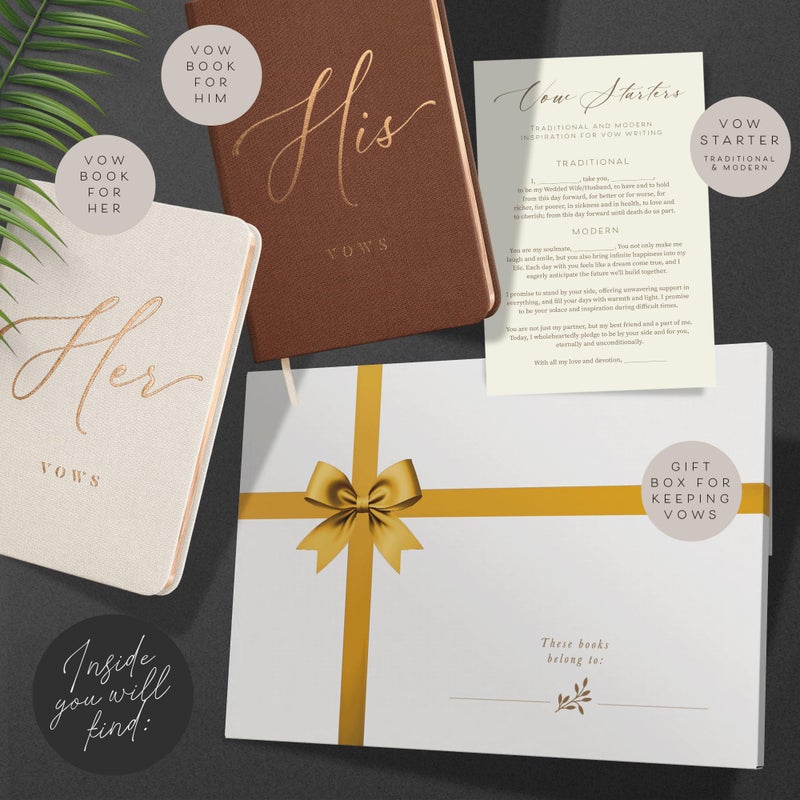 ARTESORI Vow Books His and Hers - Linen Wedding Vow Books Perfect as Bride & Groom Gifts, Wedding Registry Ideas - His & Hers Gifts Wedding Vow Book - Wedding Essentials & Accessories [Ivory & Terracotta] - Image 2