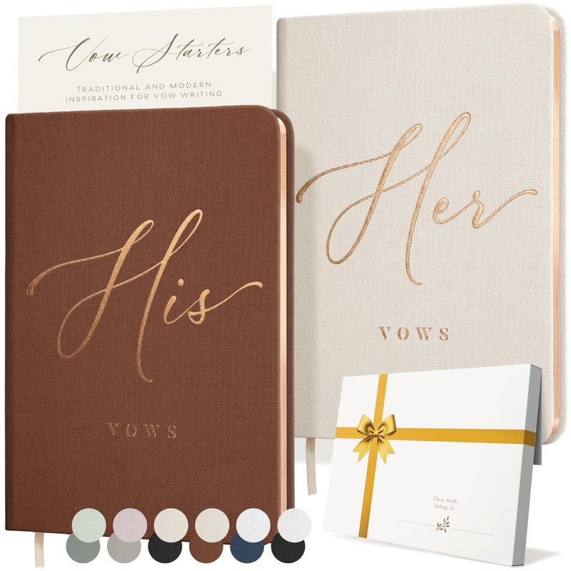 ARTESORI Vow Books His and Hers - Linen Wedding Vow Books Perfect as Bride & Groom Gifts, Wedding Registry Ideas - His & Hers Gifts Wedding Vow Book - Wedding Essentials & Accessories [Ivory & Terracotta] - Image 1