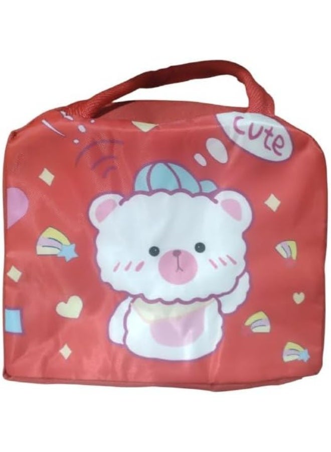 Spaceshoop Cute Cartoon Lunch Bags for Kids Reusable Insulated Lunch Box nurse student office worker lunch tote bag (red)  - Image 1