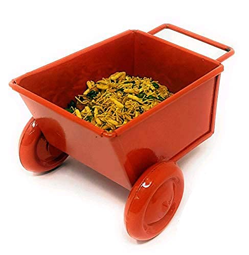 Generic BOGEN LITE The Vintage Art Iron Shopping Cart Shape Platter Trolley for Kitchen Dinning Table Serving Platter Orange  - Image 1