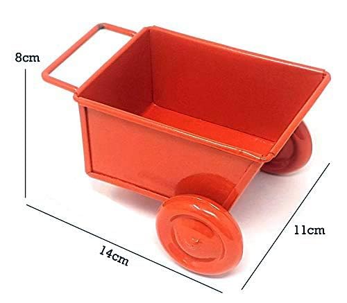 Generic BOGEN LITE The Vintage Art Iron Shopping Cart Shape Platter Trolley for Kitchen Dinning Table Serving Platter Orange  - Image 3