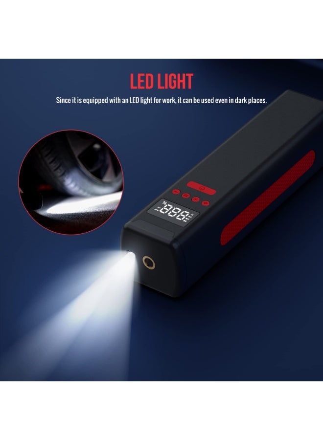 YETRUN Tire Inflator Portable Air Compressor, 150PSI Cordless Air Pump for Car Tires with Digital Pressure Gauge, LED Light&Power Bank for Emergency, Portable Tire Inflator for Car, Bike and Balls - Image 5