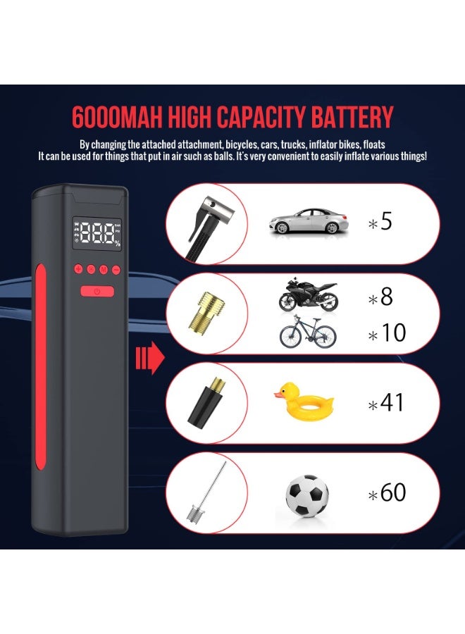 YETRUN Tire Inflator Portable Air Compressor, 150PSI Cordless Air Pump for Car Tires with Digital Pressure Gauge, LED Light&Power Bank for Emergency, Portable Tire Inflator for Car, Bike and Balls - Image 3