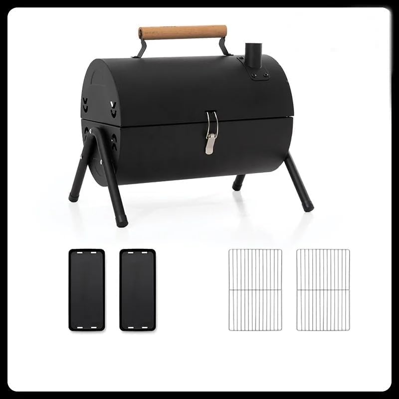 VIO ® Barbecue Grill Stainless Steel Charcoal Grill Foldable Durable Outdoor Household Camping BBQ Smoker for Outdoor Cooking Picnic Patio Backyard Camping Cooking (Barbecue With Lid) - Image 4