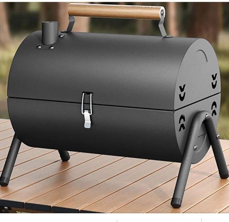 VIO ® Barbecue Grill Stainless Steel Charcoal Grill Foldable Durable Outdoor Household Camping BBQ Smoker for Outdoor Cooking Picnic Patio Backyard Camping Cooking (Barbecue With Lid) - Image 3