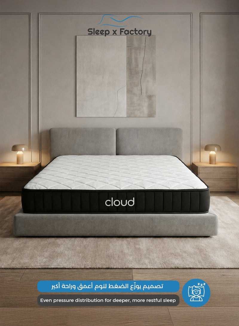 سليب × فاكتوري مرتبة CLOUD من Sleep X Factory بدعم تقويمي بوكيت سبرنج ارتفاع 25 سم راحة متوسطة - مقاس 180x200 سم - Image 2
