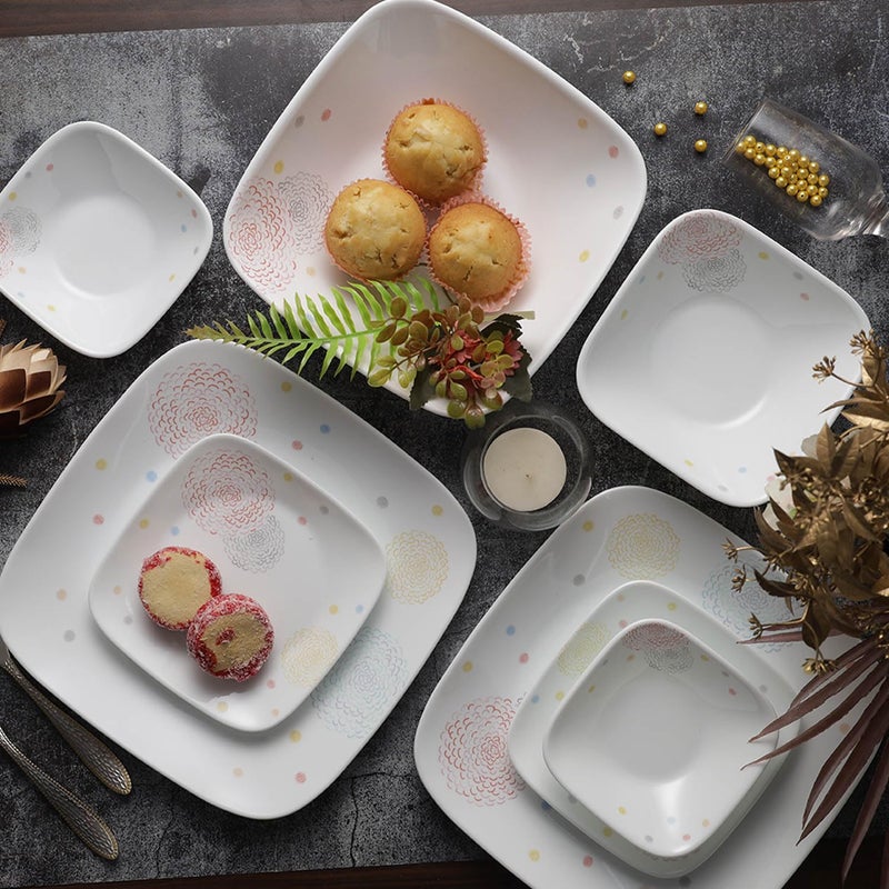 Corelle Corelle 21 Pc Square Round Dinner Set - POM POM White  - Image 2