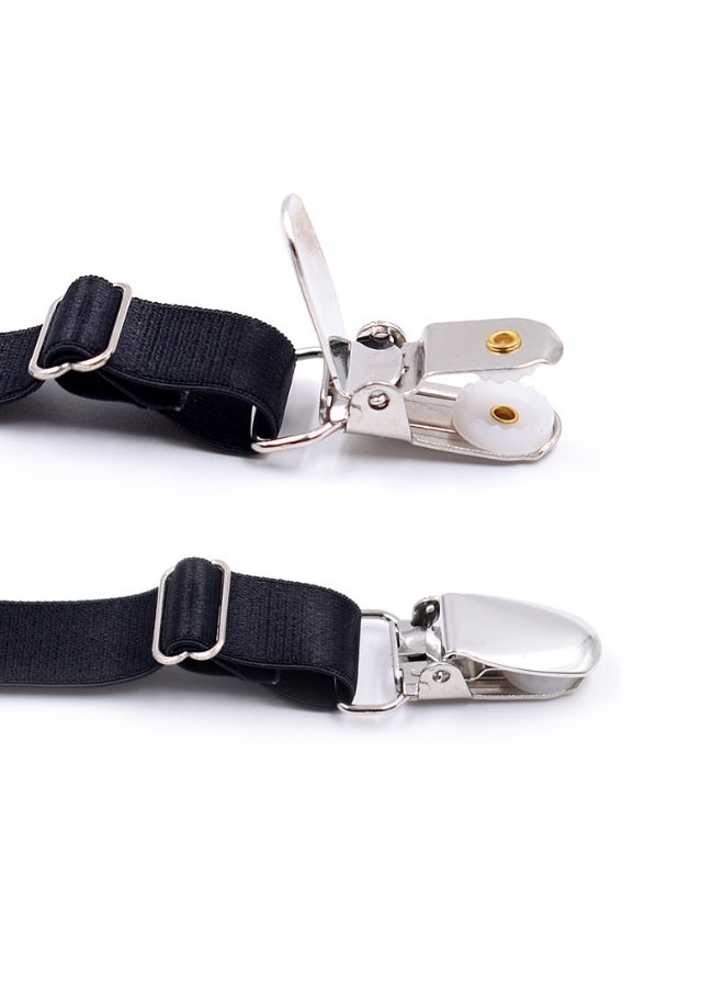 شابية حمالات قمصان للرجال، مشابك تثبيت أطراف القميص، حزام بتصميم دائري، مزود بمشبكين متينين مانعين للانزلاق، مقاس واحد، باللون الأسود - Image 3