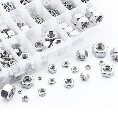 Generasis Stainless Steel SS304 Hexaganol Nuts M3 M4 M5 M6 M8 M10 M12 Small Assortment Kit 189 Pieces