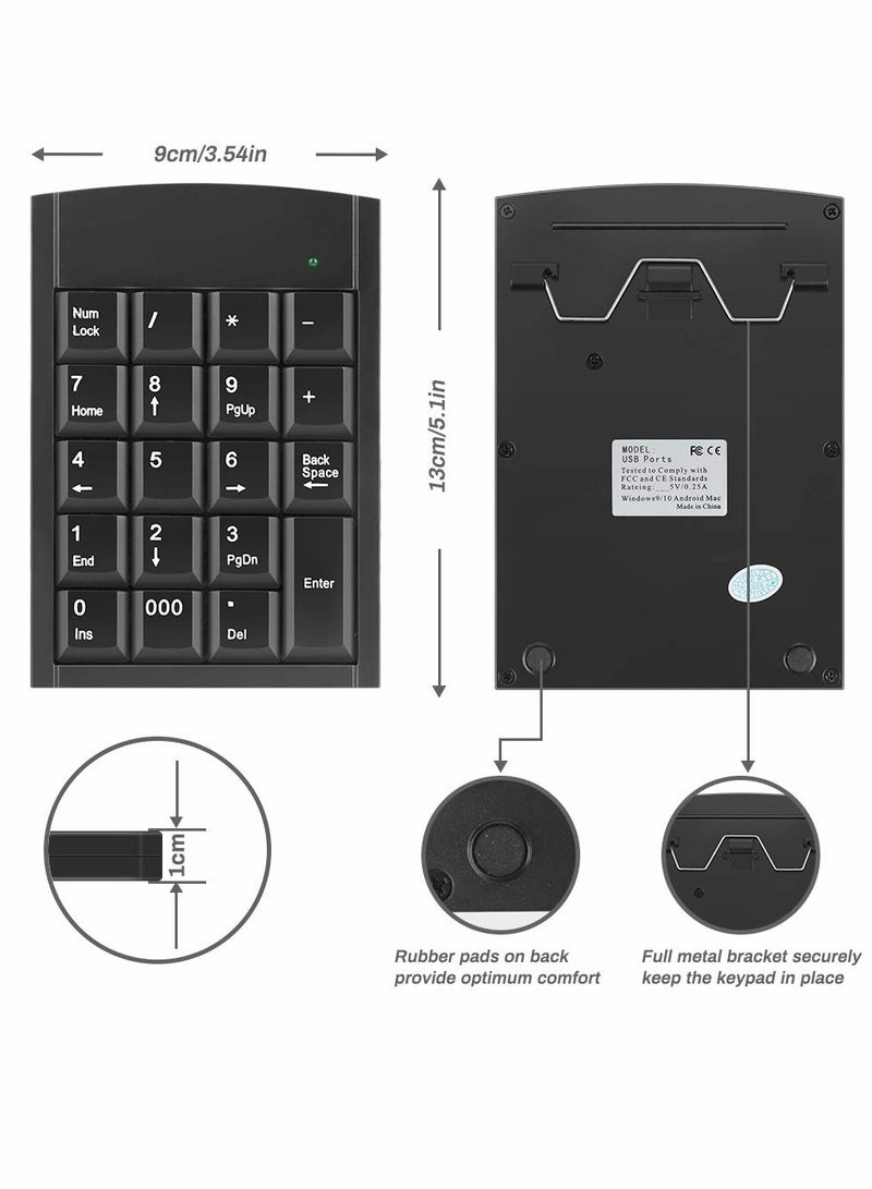 19-Key Portable Wired Numeric Keypad for Laptop and Desktop PC - Enhanced Keyboard Extension with Multiple Shortcuts for Efficient Data Entry and Productivity.