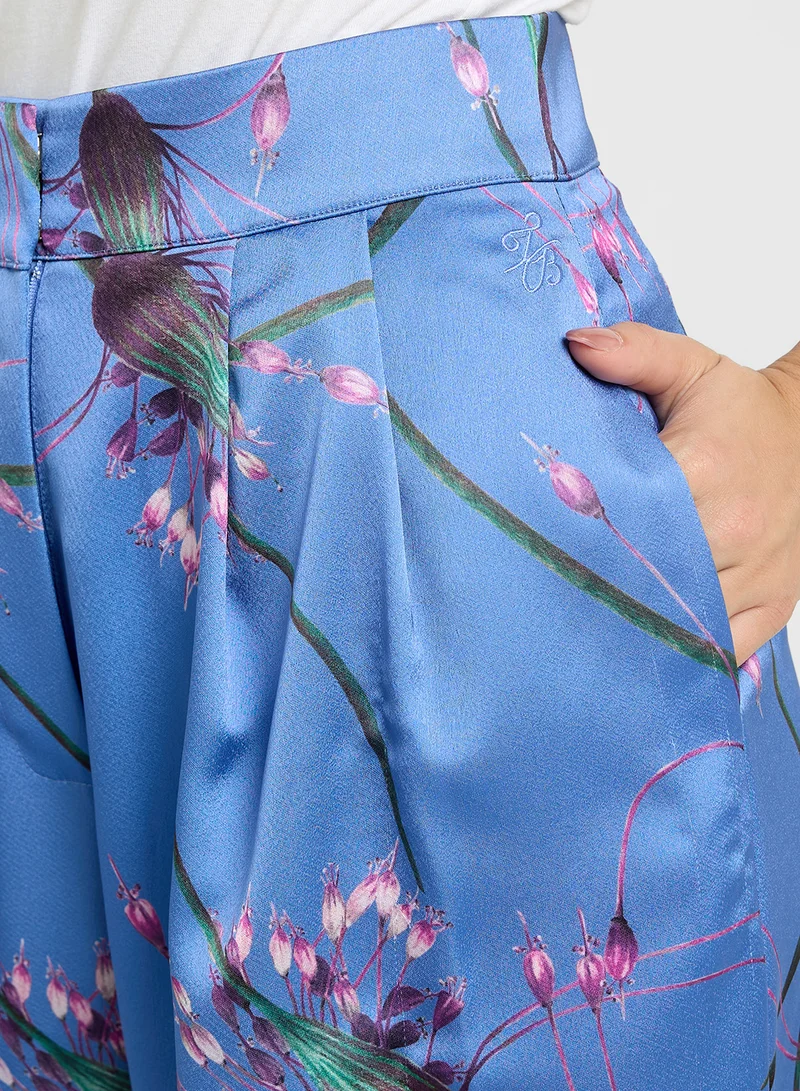 Ted Baker Printed Satin High Waist Pants