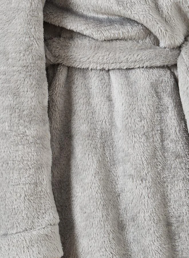 Styli Styli Grey Shawl Collar Fleece Robe