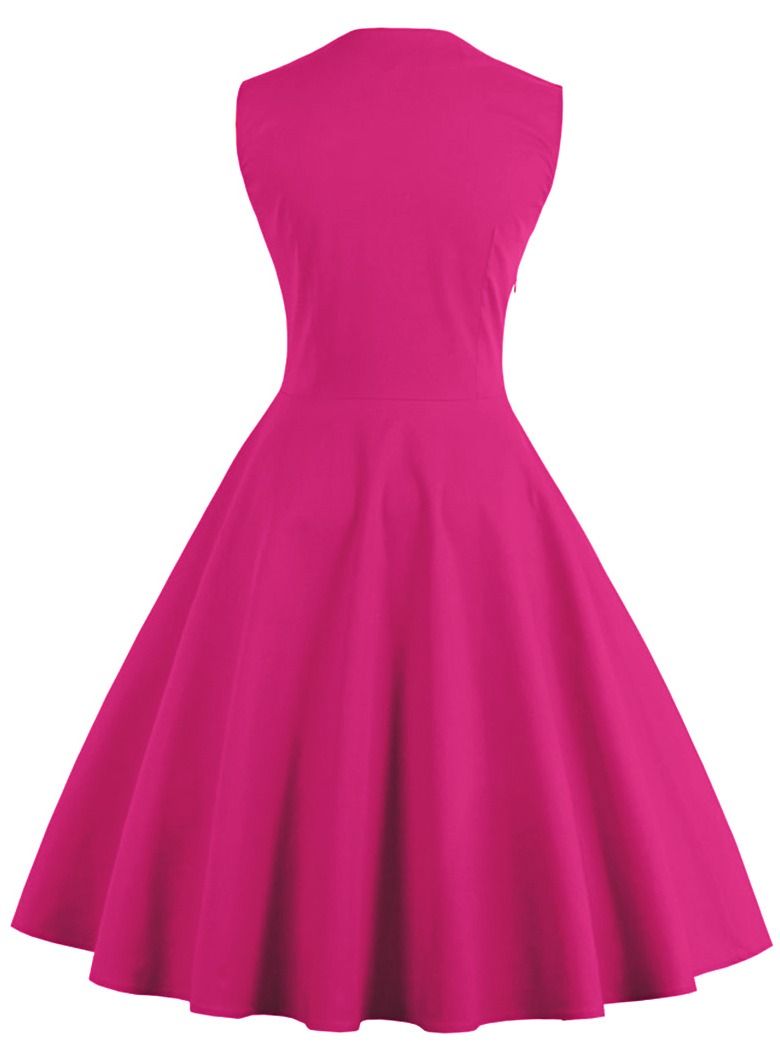 Loquat Patchwork vintage polka dot dresses rose red  - Image 2