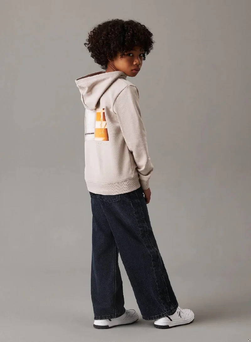 كالفن كلاين جينز هودي بطبعة رسومات على الظهر