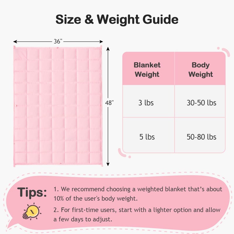 Kivik Weighted Blanket 3 lbs  Small Weighted Blanket 3 Pounds  Mini Heavy Blanket Thorw  Breathable Cooling & Warm Blankets  Machine Washable  36x48 Inches Pink - Image 5