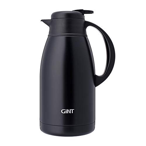 GiNT Stainless Steel Thermal Coffee Carafe, Double Walled Vacuum Water and Beverage Dispenser, 12 Hour Heat Retention, 65 OZ /1.9 Liter Black - Image 1
