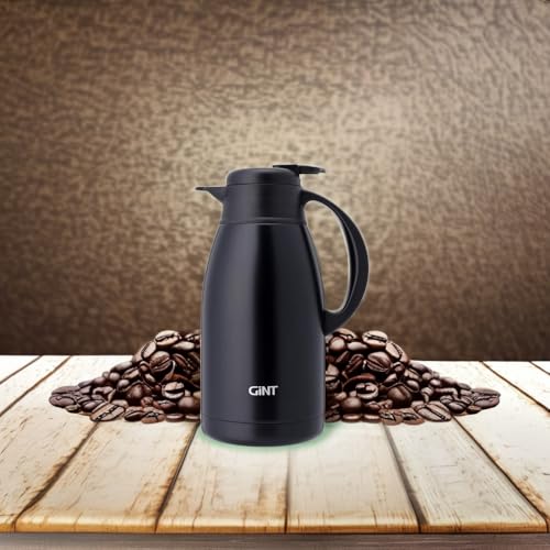 GiNT Stainless Steel Thermal Coffee Carafe, Double Walled Vacuum Water and Beverage Dispenser, 12 Hour Heat Retention, 65 OZ /1.9 Liter Black - Image 5