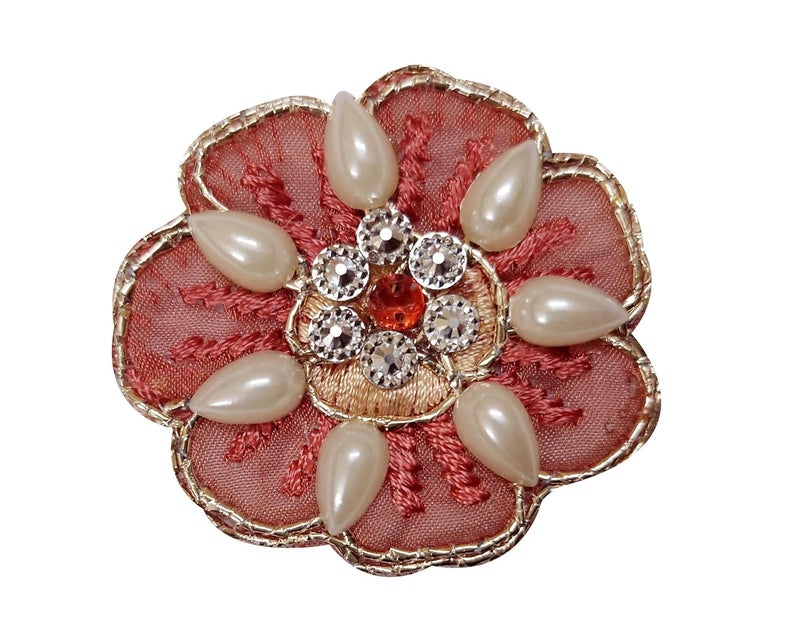 Little Shoppe Embroidered Floral Sewing Patch for Making Sarees LehengaBaby Frocks KurtisDressesClothesTops and Tunics Blouse Saree Jacket Jeans Art and Craft Supply Size04cm 04 cmPack of 12 12  - Image 1