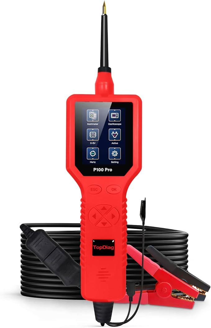 P100 Pro 9 30V Car Circuit Tester Diagnostic Tool 12V 24V Probe Kit Multimeter Digital Oscilloscope Red Parts Activation 0 5V Adjustable Power Supply Multiple Language - Image 1