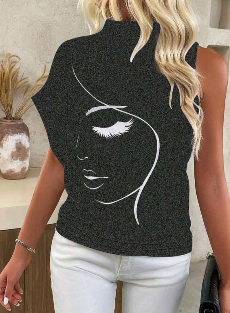 Shein SHEIN ChicEase Women Fashion Asymmetric Sleeve Knit T-Shirt  - Image 5