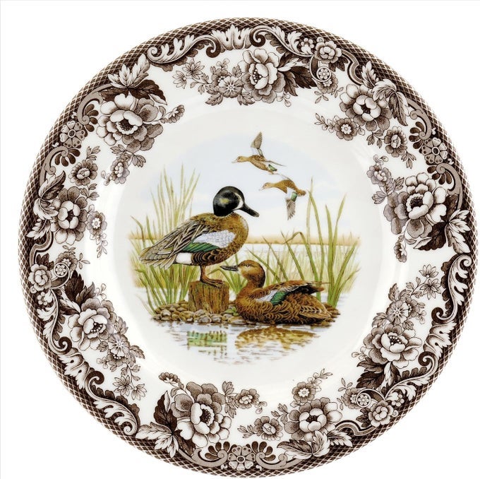 WOODLAND DINNER PLATE BLUEWINGED TEAL 105 INCH HUNTING CABIN LODGE AND COTTAGE DCOR MADE IN ENGLAND FROM FINE EARTHENWARE MICROWAVE AND DISHWASHER SAFE