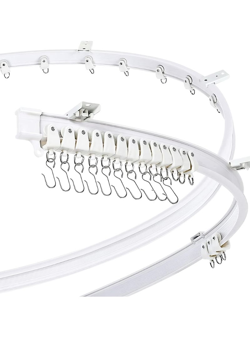 MarlaMall 5m Flexible Bendable Silent Curtain Track System - Complete Kit with 24 Rollers, 40 Hooks & Mounting Hardware - Easy Install Ceiling/Wall Rail for Bay Windows, RV & Room Dividers (White)  - Image 1