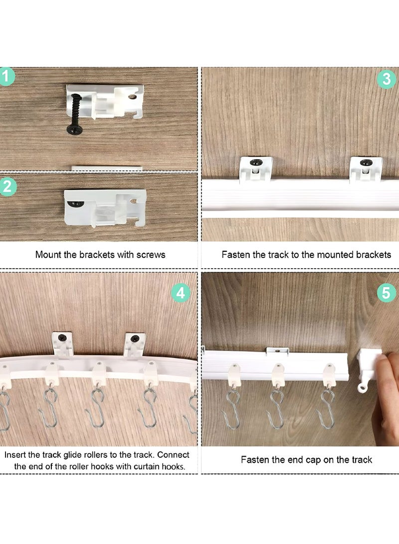 MarlaMall 5m Flexible Bendable Silent Curtain Track System - Complete Kit with 24 Rollers, 40 Hooks & Mounting Hardware - Easy Install Ceiling/Wall Rail for Bay Windows, RV & Room Dividers (White)  - Image 5