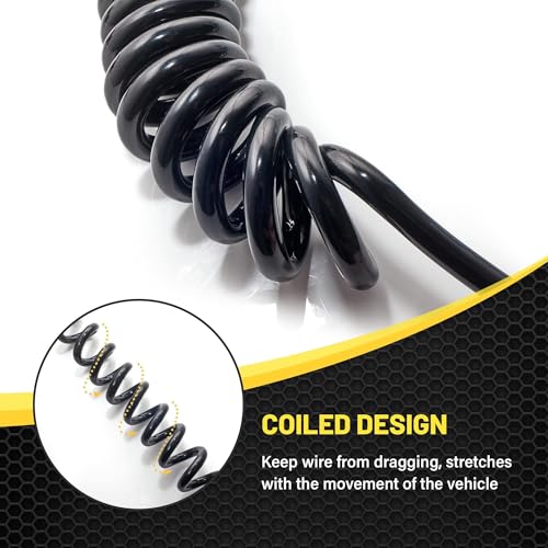 Oyviny 4 Pin Trailer Extension Coiled Cable 7.5FT, Vehicle Side and Trailer Side 4 Pin Trailer Wire Extension 18AWG Stretchable Trailer Light Extension Pure Copper Wires - Image 4