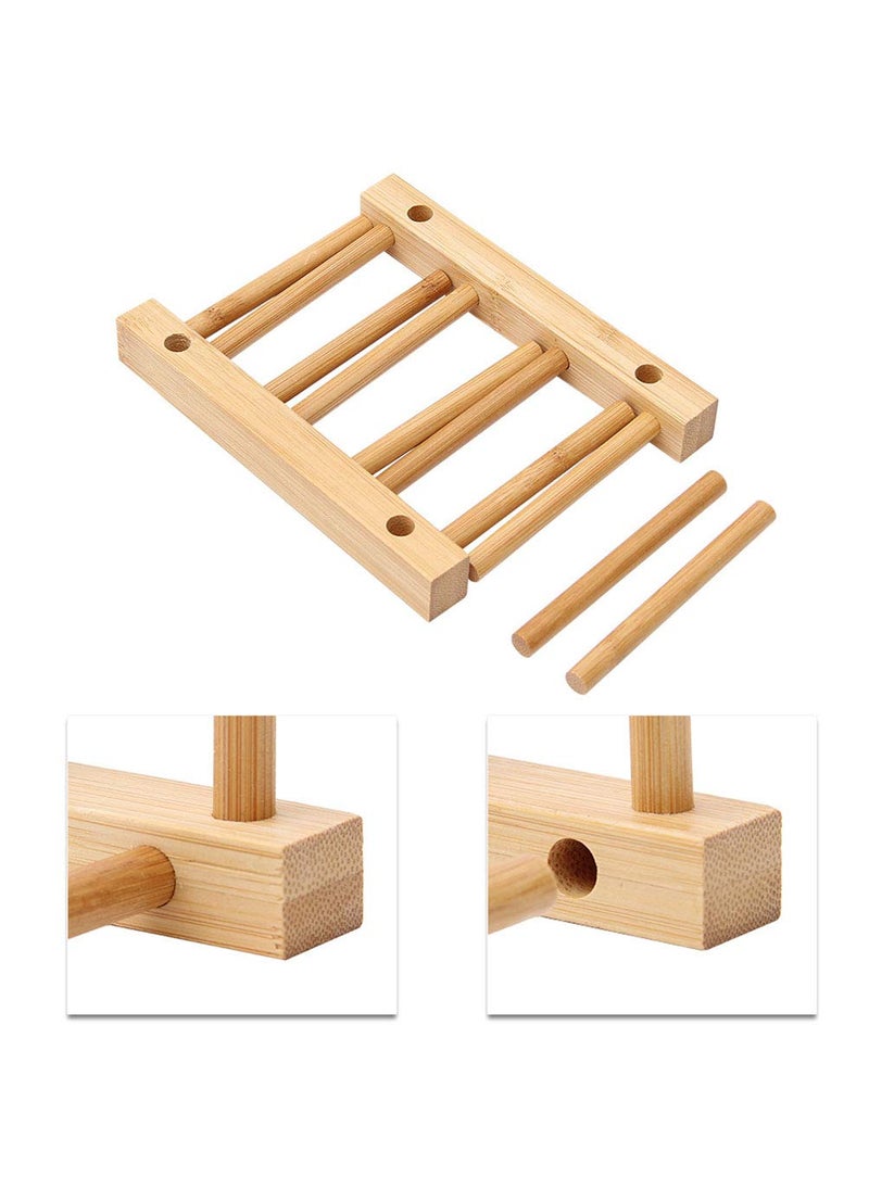 Teensery - Teensery Bamboo Wood Dish Rack Detachable Plate Pot Cup Lid Drying Storage Holder Stand for Home Kitchen Cabinet (7 Slots) - Image 1