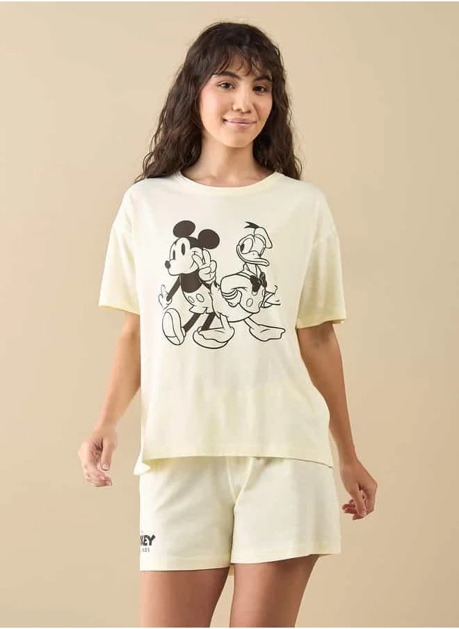 فاف Mickey and Donald Print T-shirt and Shorts Set