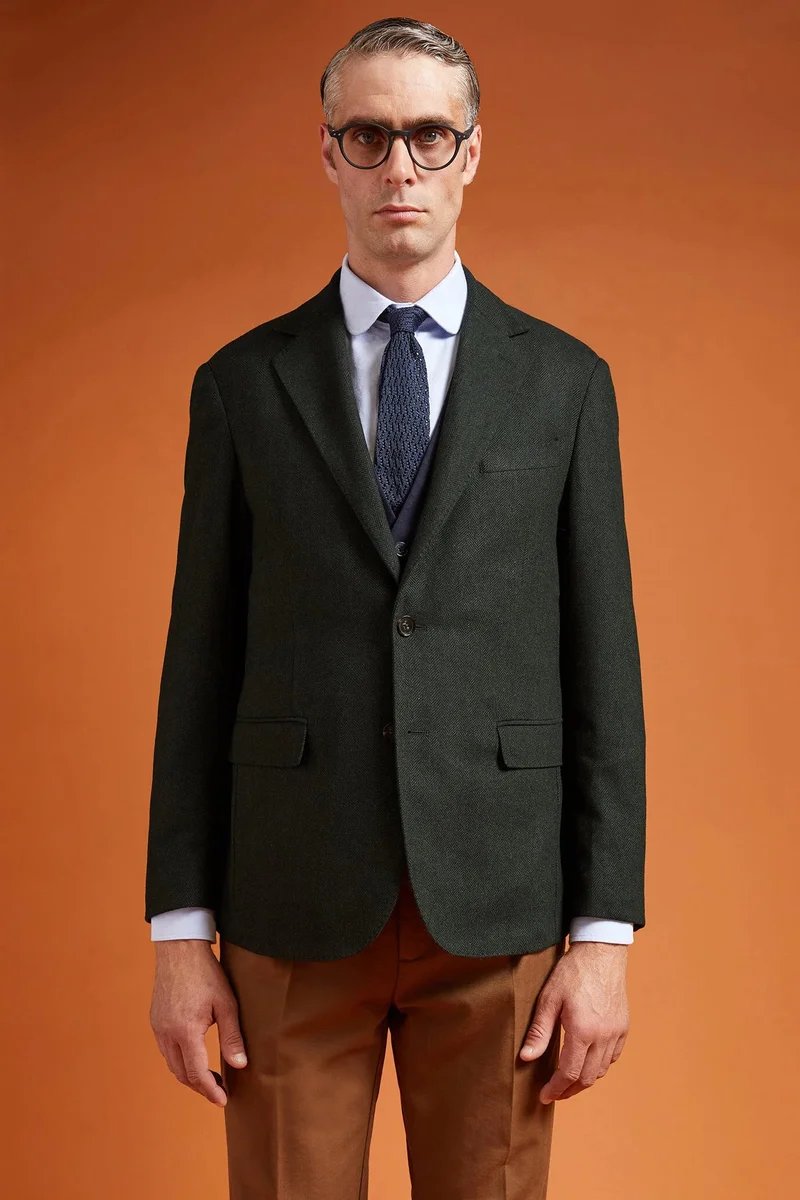 Men's classic single-breasted jacket - Green