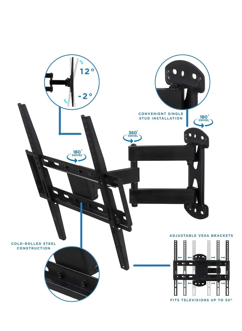 ELTRAZONE Enhance Your TV Setup with the Mount-It! Full Motion Corner TV Wall Mount Bracket: Perfect for VESA 400 x 400 TVs, Extendable Arm for Articulation, Swivel, Tilt - Ideal for 32-50 Inch TVs, Supports up  - Image 1