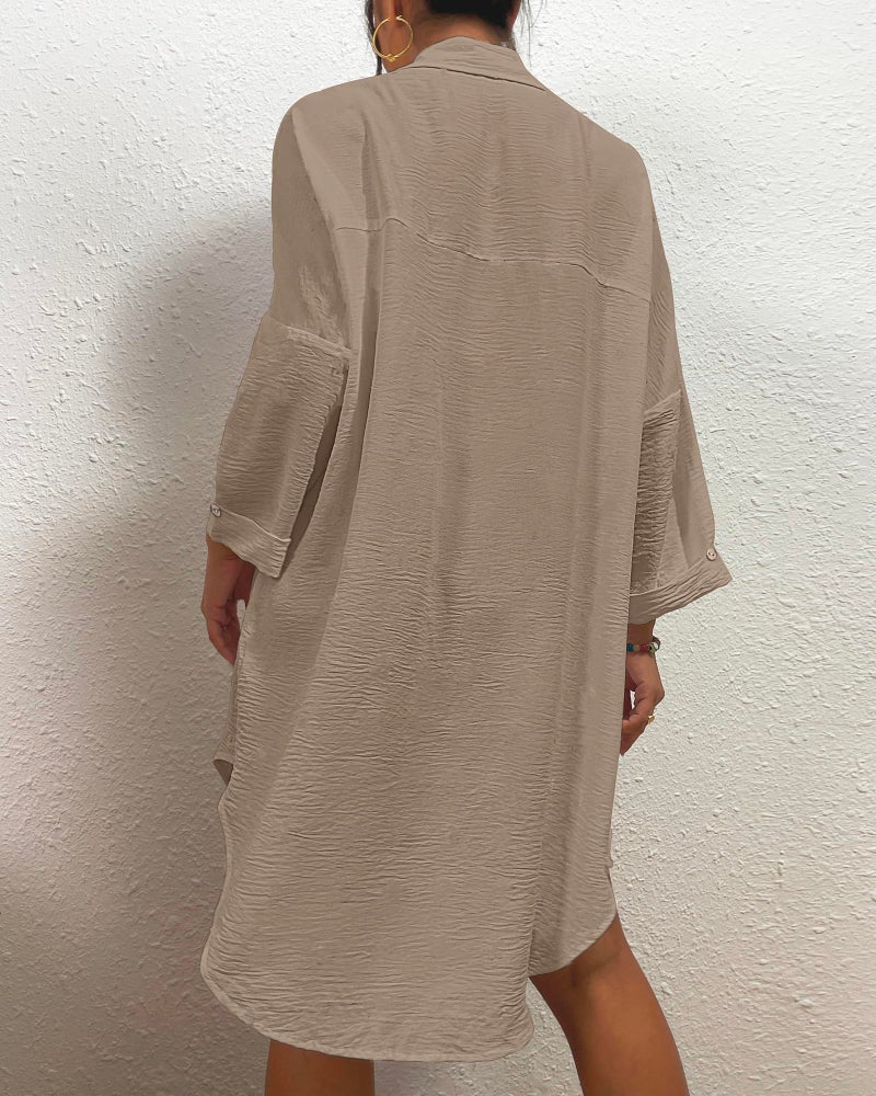 Bsubseach Womens Modern Swimsuit Cover Up Blouse Button Down Shirt Dresses Tops Light Coffee M - Image 5