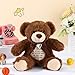 Silipull 12 Inch Bear Stuffed Animals with Voice Recorder Photo Pendant Set 30 Seconds Voice Sound Recorder Module Soft Plush Remembrance Bear with Zipper Memorial Gifts for Boys GirlsDark Brown - Image 4