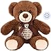 Silipull 12 Inch Bear Stuffed Animals with Voice Recorder Photo Pendant Set 30 Seconds Voice Sound Recorder Module Soft Plush Remembrance Bear with Zipper Memorial Gifts for Boys GirlsDark Brown - Image 2