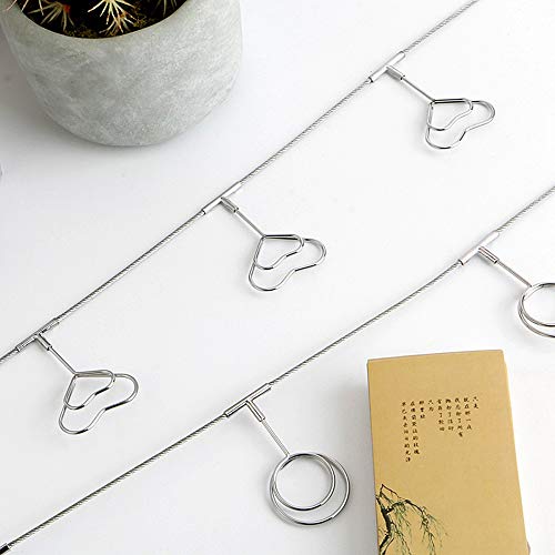 TFu Multi-Purpose Steel Wall Hanging Photo Display Cable Wire Rod String with 12 Clips for Hanging Photos Notes and Artworks (Heart Shape Clip) - Image 3