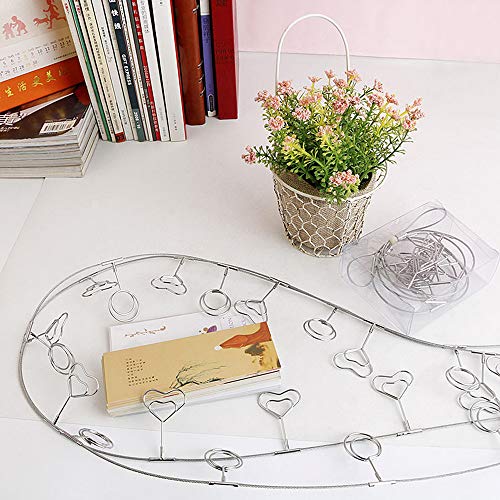 TFu Multi-Purpose Steel Wall Hanging Photo Display Cable Wire Rod String with 12 Clips for Hanging Photos Notes and Artworks (Heart Shape Clip) - Image 4
