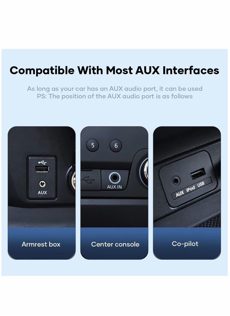 SYOSI - Car Bluetooth Aux Adapter, 3.5mm Bluetooth Receiver 5.0 for Car, Bluetooth Adapter Wireless Receiver, Built-in Microphone for Hands-Free Calls - Image 1