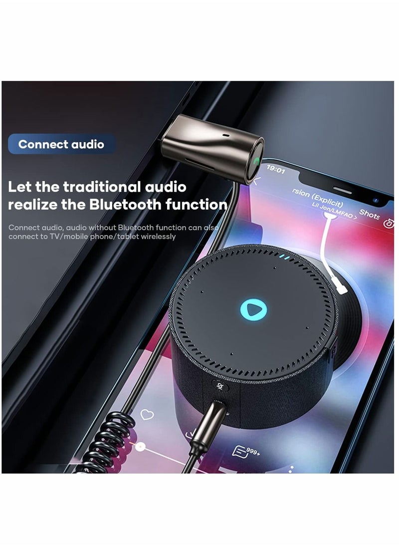 SYOSI - Car Bluetooth Aux Adapter, 3.5mm Bluetooth Receiver 5.0 for Car, Bluetooth Adapter Wireless Receiver, Built-in Microphone for Hands-Free Calls - Image 1