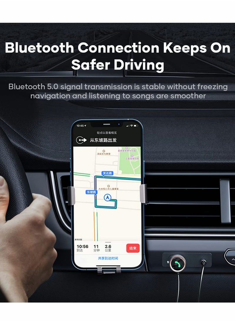 SYOSI - Car Bluetooth Aux Adapter, 3.5mm Bluetooth Receiver 5.0 for Car, Bluetooth Adapter Wireless Receiver, Built-in Microphone for Hands-Free Calls - Image 1