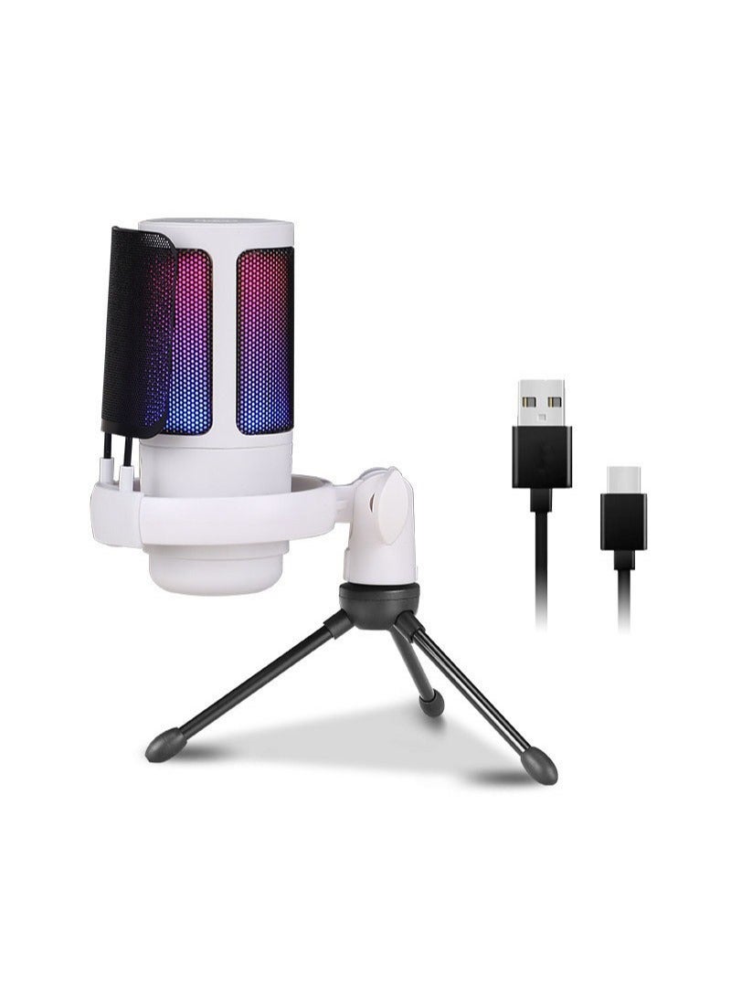 Esports game microphone desktop tripod recording microphone USB computer live broadcast condenser microphone RGB  - Image 1