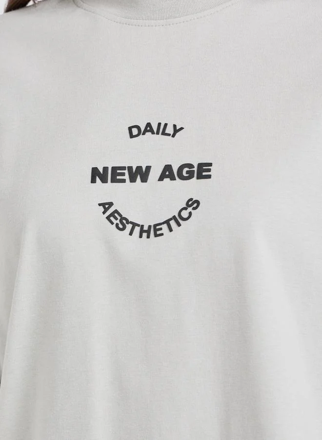 Styli Styli Slogan Printed High Neck Oversized T-Shirt