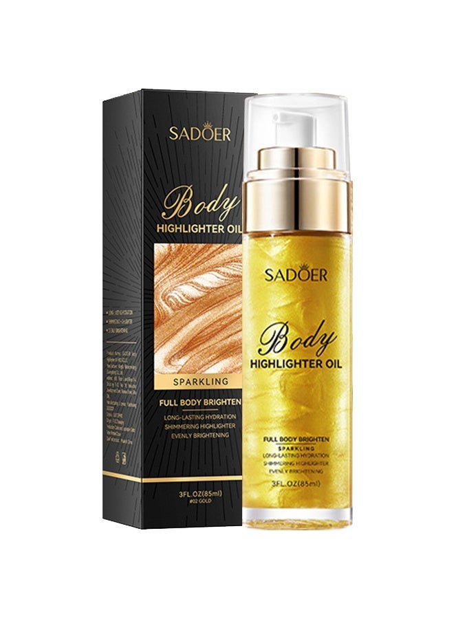 SADOER Highlighter Oil-Shimmer Body Oil Bronze Gold Bronze Face Brighten Glow Pearl Highlighter Illuminator body Makeup Shine Glitter Gold Liquid Taning(#02) - Image 5