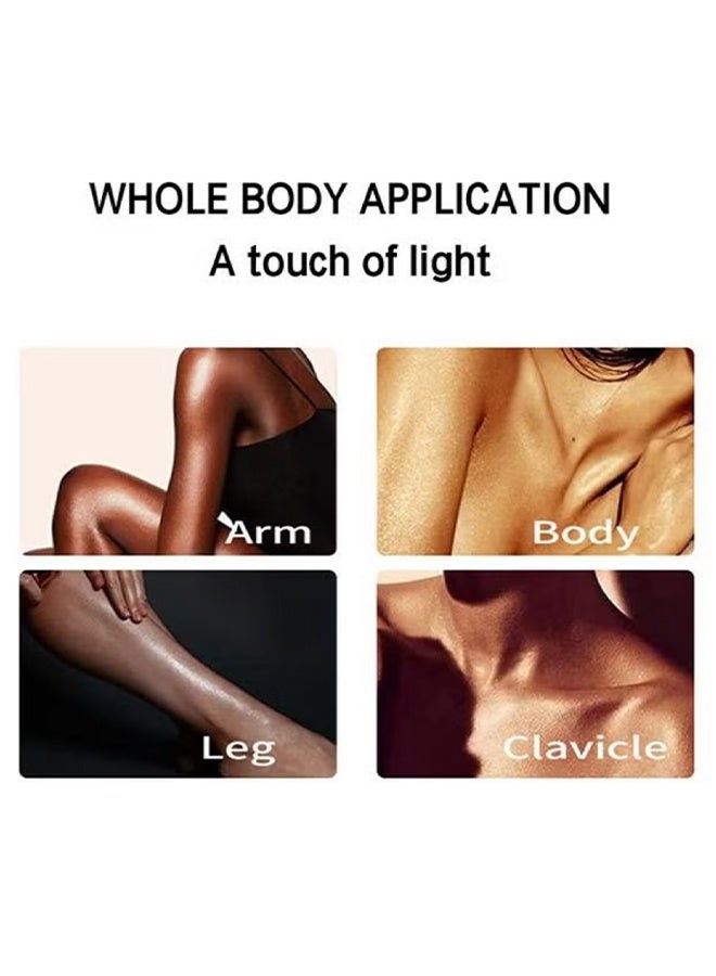 SADOER Highlighter Oil-Shimmer Body Oil Bronze Gold Bronze Face Brighten Glow Pearl Highlighter Illuminator body Makeup Shine Glitter Gold Liquid Taning(#02) - Image 4