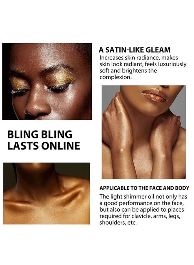 SADOER Highlighter Oil-Shimmer Body Oil Bronze Gold Bronze Face Brighten Glow Pearl Highlighter Illuminator body Makeup Shine Glitter Gold Liquid Taning(#02) - Image 3